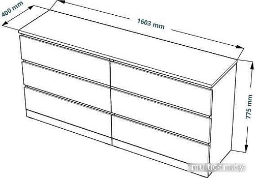 Комод Mio Tesoro Варма 6Д (шпон дуб, беленый)