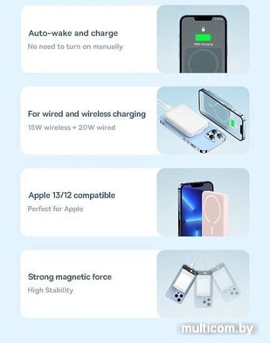 Внешний аккумулятор Baseus Magnetic Mini Wireless Fast Charge Power Bank 10000mAh 20W (розовый)