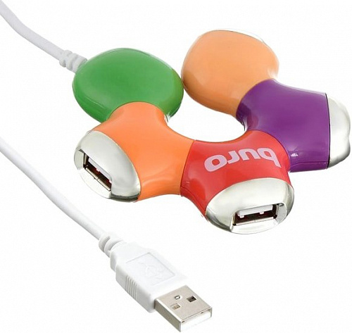 USB-хаб Buro BU-HUB4-0.5-U2.0-Flower