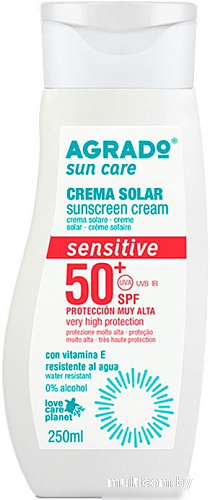 Крем солнцезащитный Agrado для чувствительной кожи SPF50+ (250 мл)