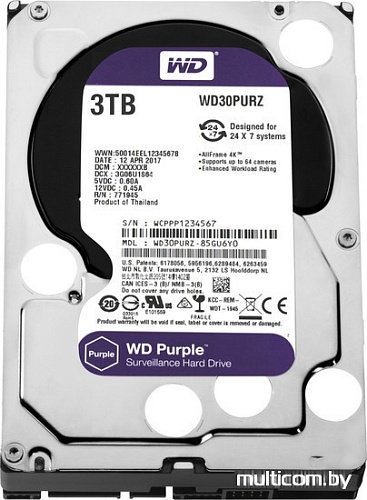Жесткий диск WD Purple 3TB [WD30PURZ]