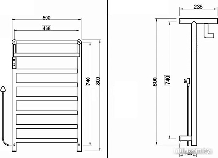 Полотенцесушитель Maxonor PL-TRE05-50-6-3 с полкой (серый, подключение слева)