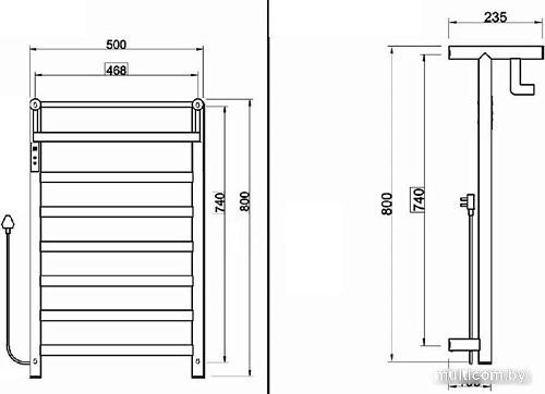 Полотенцесушитель Maxonor PL-TRE05-50-6-3 с полкой (серый, подключение слева)