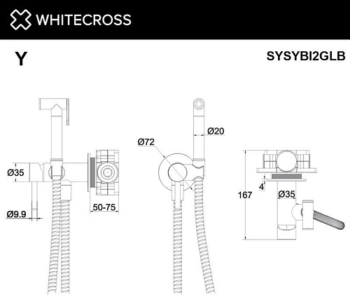 Гигиенический душ Whitecross SYSYBI2GLB (брашированное золото)