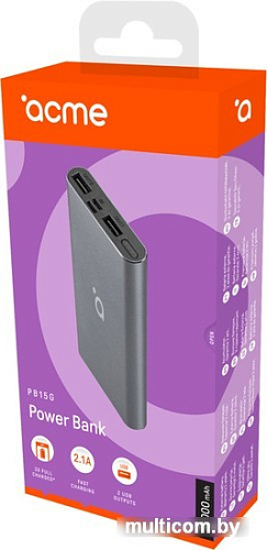 Внешний аккумулятор ACME PB15G 10000mAh (серый космос)