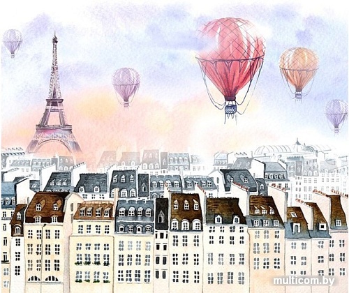 Фотообои Citydecor Акварельный Париж 2 с защитным покрытием 300x254