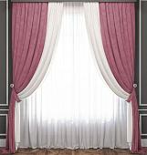 Комплект штор и гардин Pasionaria Латур 480x230 (3 шт, белый/розовый)