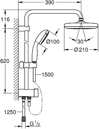 Душевая система Grohe New Tempesta System 210 26381001