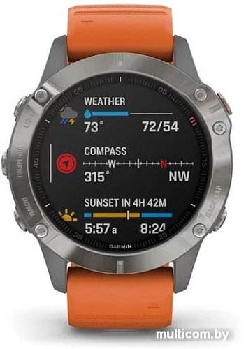 Умные часы Garmin Fenix 6 Sapphire (титановый/оранжевый)