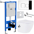 Унитаз подвесной Roxen Antares Bidet в комплекте с инсталляцией StounFix Slim 6 в 1 942567 (кнопка: хром глянец)