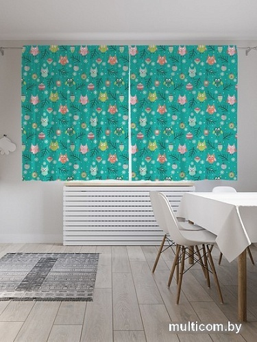 Комплект штор JoyArty Рождественские совы Oxford DeLux 1.45x1.8 м pox_380803 (2 шт)