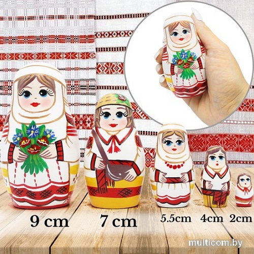 Развивающая игрушка Брестская Фабрика Сувениров В народной одежде с букетом васильков (набор 5 шт)