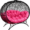 Садовый диван M-Group Улей на ножках 11220408 (черный ротанг/розовая подушка)
