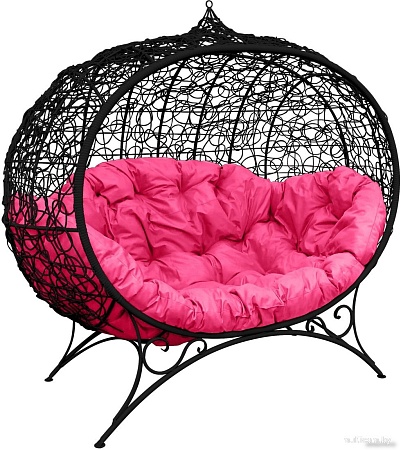Садовый диван M-Group Улей на ножках 11220408 (черный ротанг/розовая подушка)
