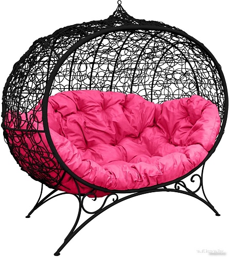 Садовый диван M-Group Улей на ножках 11220408 (черный ротанг/розовая подушка)