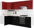 Готовая кухня S-Company Клео глосc 1.2x2.9 левая (черный глянец/бургундский глянец)