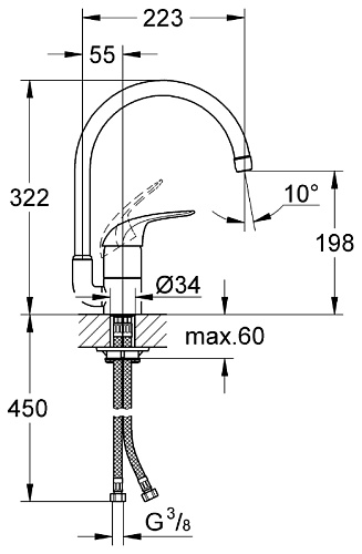 Однорычажный смеситель Grohe Euroeco 32752