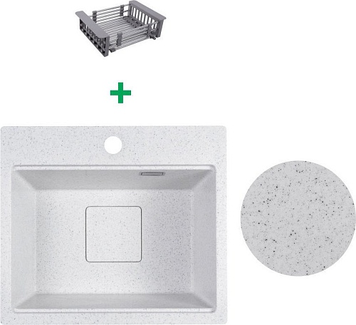 Кухонная мойка Marblan Comfort 48 (серый, с сифоном и колландером)