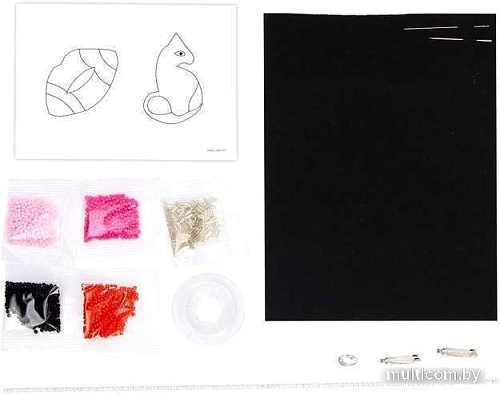 Набор для создания поделок/игрушек Школа талантов Вышивка бисером Брошь. Кошка и губы 7761461