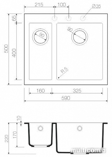 Кухонная мойка Omoikiri Bosen 59-2-PL [4993224]