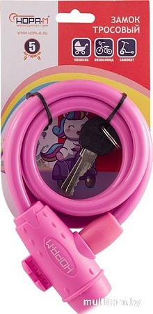 Тросовый велосипедный замок Нора-М №33 (ф6x1000мм, розовый)