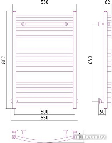 Полотенцесушитель Сунержа Аркус 800x500 00-0251-8050