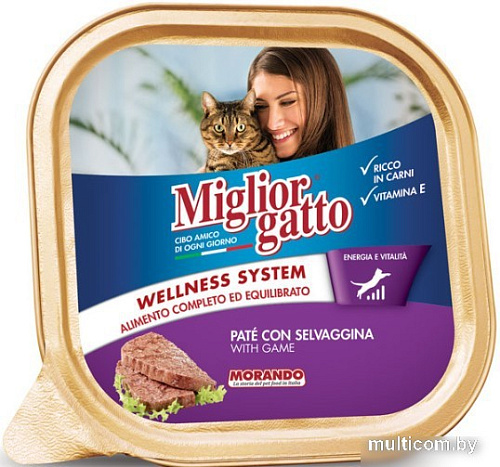 Консервированный корм для кошек MigliorGatto Gatto Game паштет с дичью 100 г