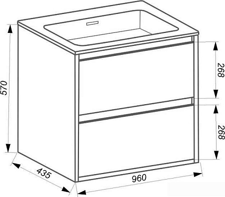 ЗОВ Тумба с умывальником Женева 100 (дуб/черный)