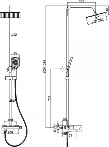 Душевая система Ledeme L2473W