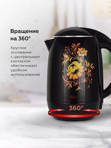 Электрический чайник BQ KT1702P (черный/цветы)