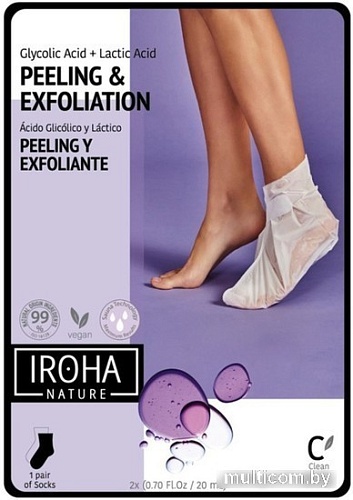 iroha Носочки Nature Glycolic Acid + Lactic Acid Peel-ing