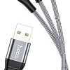 Кабель Hoco X47 USB Type-A - Lightning/Micro/Type-C (0.25 м, металлик)