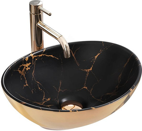 Умывальник Rea Sofia in marble black gold U8012