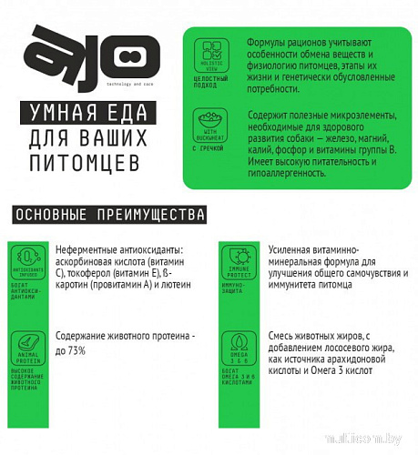 Сухой корм для собак AJO Mini Hypoallergenic Для взр. собак со склонностью к аллергии 2 кг