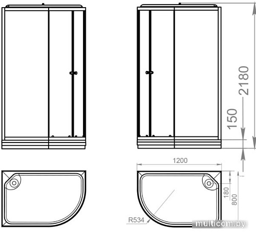 Душевая кабина Domani-Spa Delight 128 120x80 L с гидромассажем (черный/тонированное)