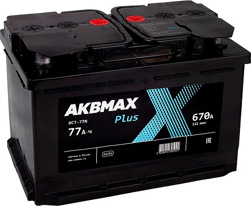 Автомобильный аккумулятор AKBMAX R+ (77 А·ч)