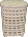 Корзина ВиолетПласт для белья 60 л с крышкой Ротанг (латте)