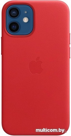Чехол Apple MagSafe Leather Case для iPhone 12 mini (алый)