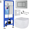Унитаз подвесной Roxen Porto в комплекте с инсталляцией StounFix Dual Fresh 6 в 1 968445 (кнопка: сатин)