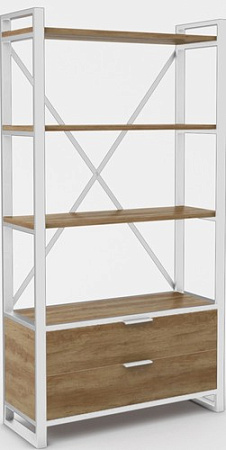 Стеллаж Hype Mebel Стандарт Люкс 80x170 (белый/дуб галифакс олово)