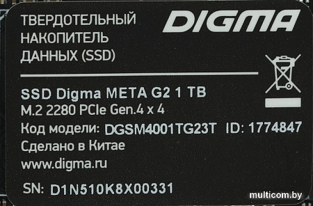 SSD Digma Meta G2 2TB DGSM4002TG23T