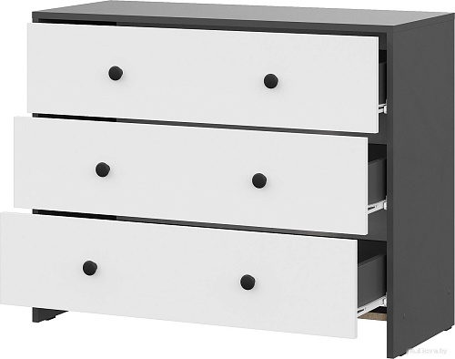 Комод Mio Tesoro Дольче 3 ящика (графит/белый)