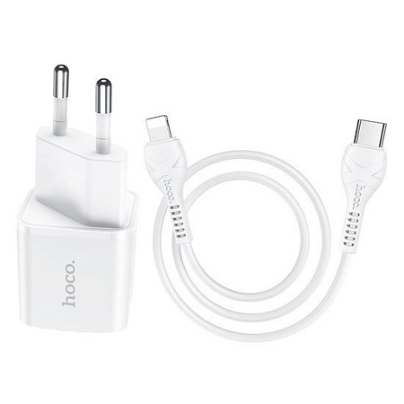 Сетевое зарядное Hoco N10 Starter Lightning (белый)