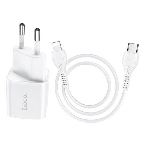 Сетевое зарядное Hoco N10 Starter Lightning (белый)