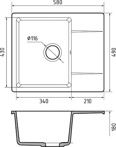 Кухонная мойка GranFest QUARZ GF-UR-258L (черный)