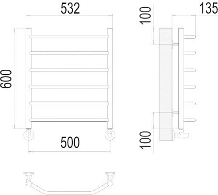 Полотенцесушитель TERMINUS Виктория П6 500x600 нп