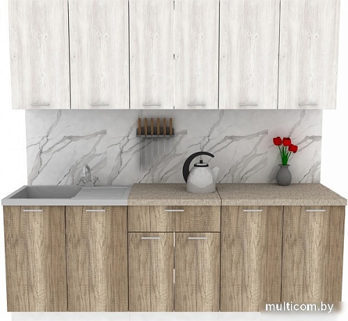 Готовая кухня ЭлиГард Lion 2.2 (сосна каньон/дуб каньон/малага)