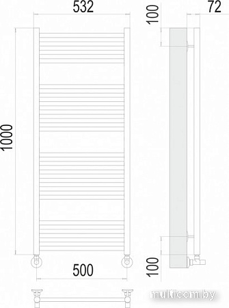 Полотенцесушитель TERMINUS Аврора П20 500x1000 нп (сатин)