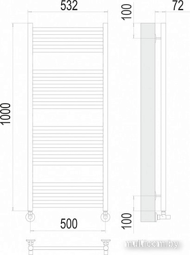 Полотенцесушитель TERMINUS Аврора П20 500x1000 нп (сатин)