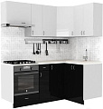 Готовая кухня S-Company Клео глосc 1.2x1.9 правая (черный глянец/белый глянец)